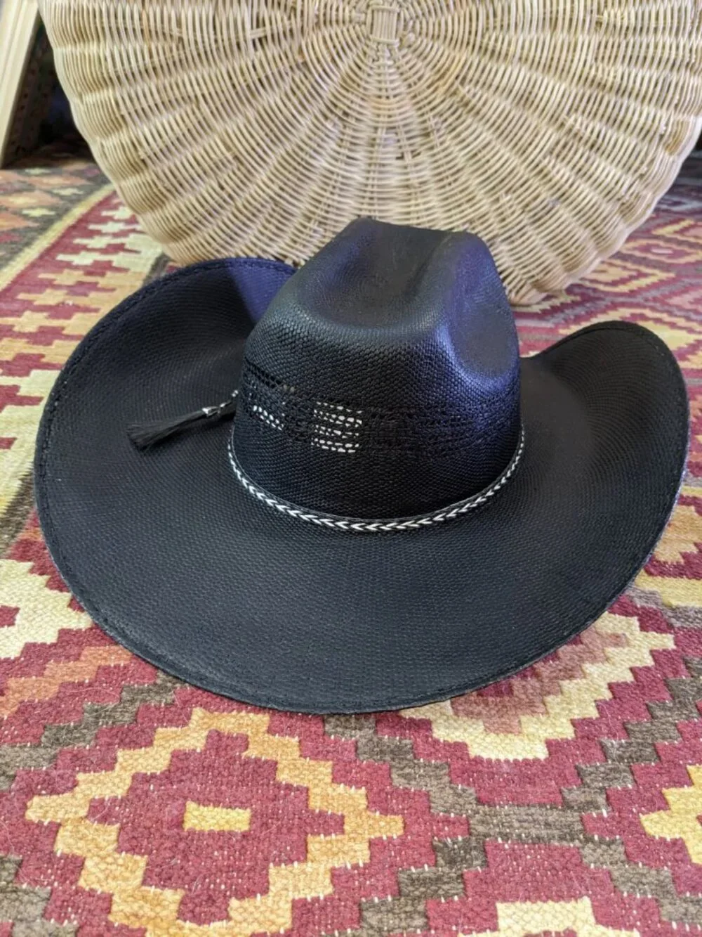 Twister Black Straw Bangora Cowboy Hat 7 7/8